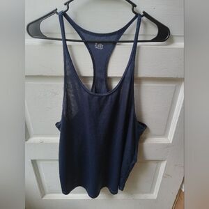 Lightweight navy blue poly razorback tank top